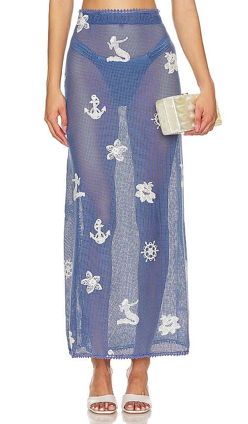 agua bendita cyprus skirt in blue.