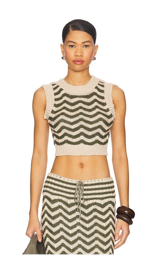 agua bendita emory ete top in olive,beige.
