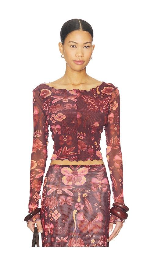 agua bendita liana crop top in red.