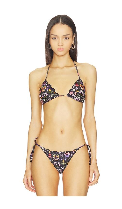 agua bendita lolina ambar triangle bikini top in black.