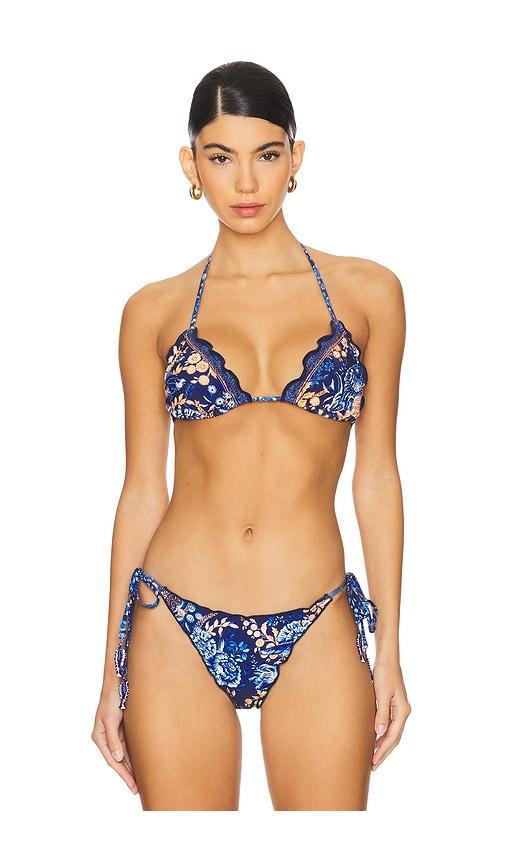 agua bendita lolita azure bikini top in royal.