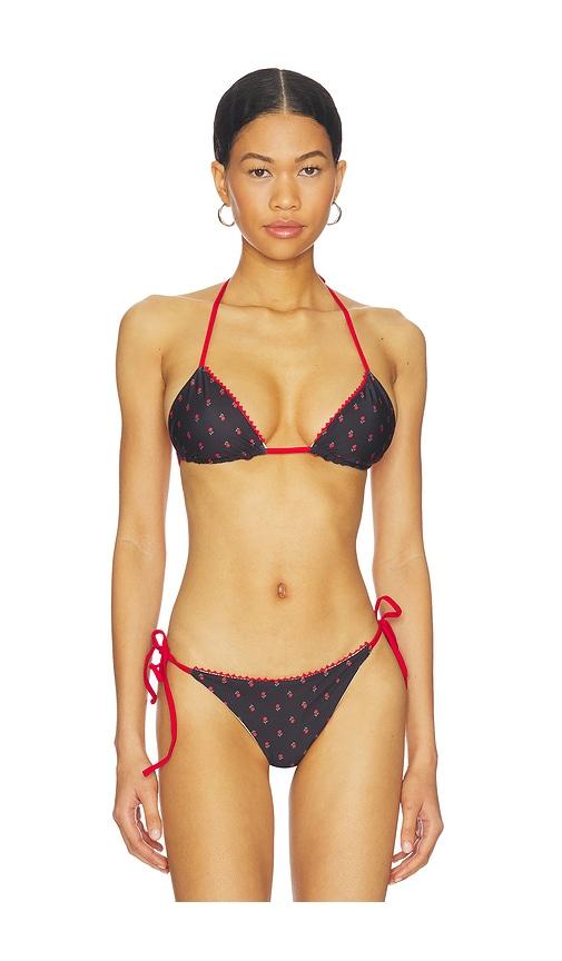 agua bendita lolita especial bikini top in black,white.