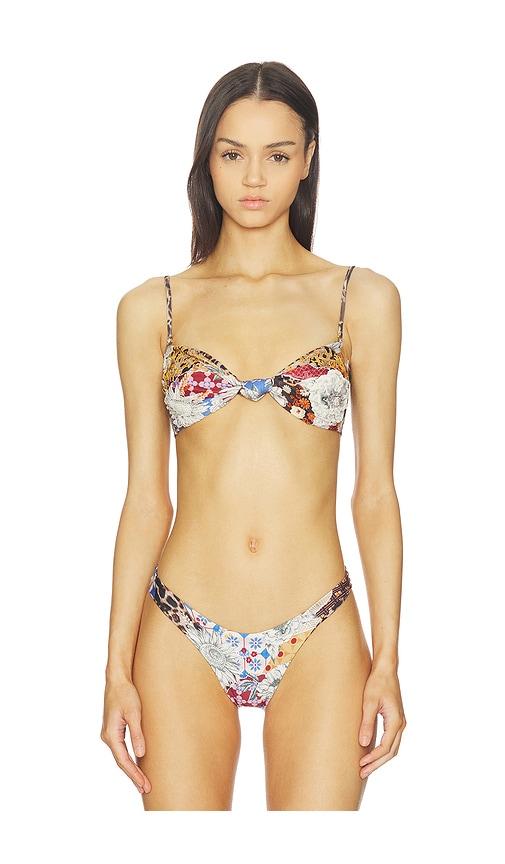 agua bendita lucille quilt bikini top in white.
