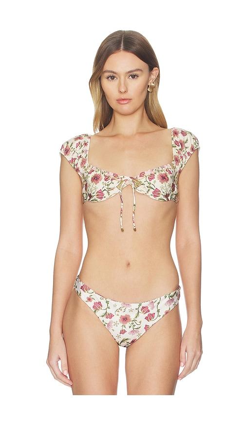 agua bendita lupita aura crop top bikini top in white,army.