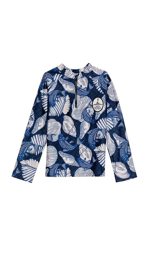 agua bendita noah sereia swim shirt in navy.