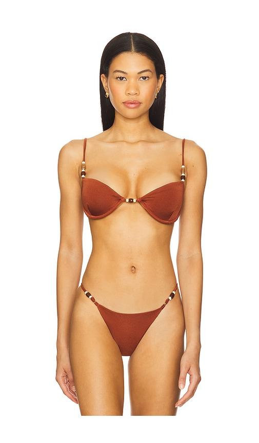 agua bendita sandri bikini top in burgundy.