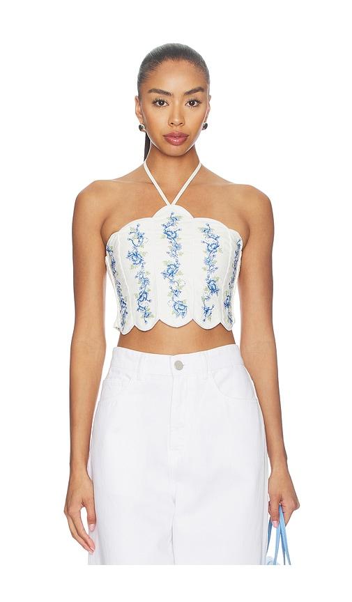 agua bendita serenity ivy top in white.