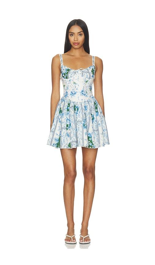 agua bendita spring ivy dress in blue.