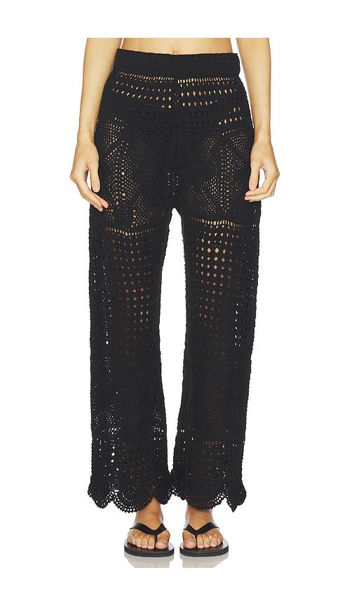 agua bendita wesley quilt flared pants in black.