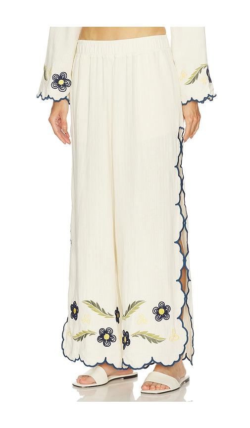 agua bendita winter pants in white.