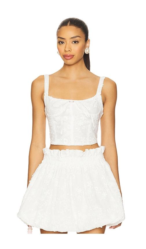 agua bendita x revolve amareto crop top in white.