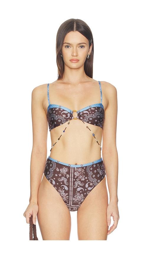 agua bendita x revolve auriana bikini top in brown.