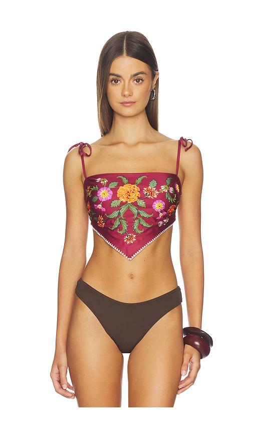 agua bendita x revolve avorio bikini top in red.