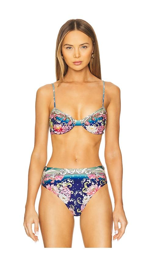 agua bendita x revolve irene bikini top in navy.