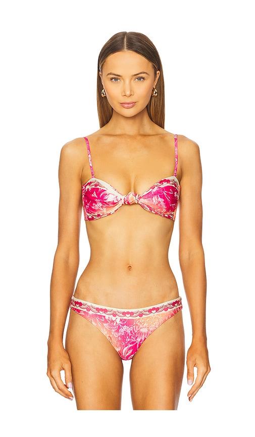 agua bendita x revolve lucille bikini top in orange,fuchsia.