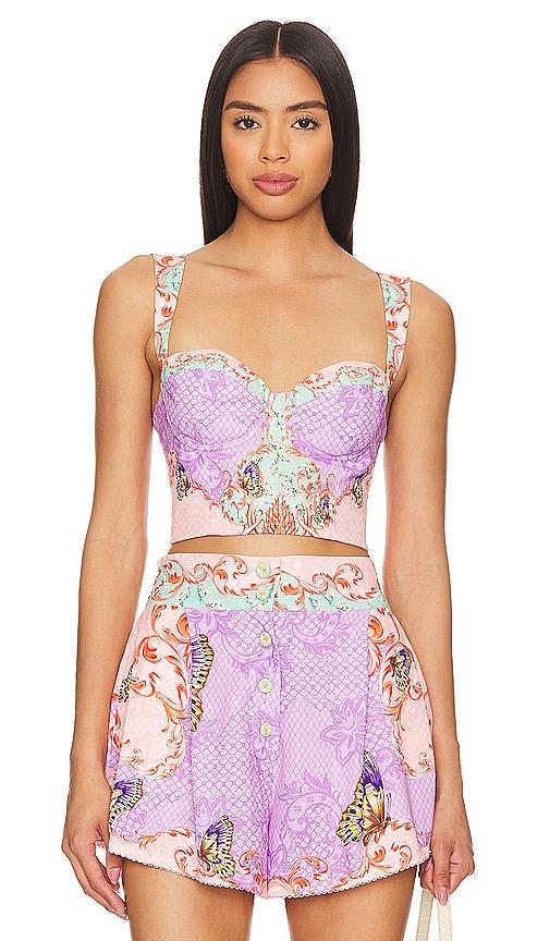 agua bendita x revolve lupe crop top in purple.