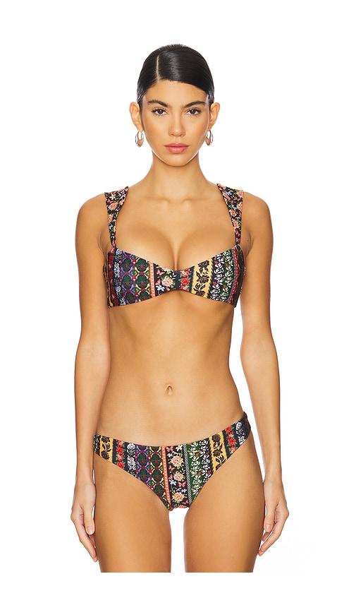agua bendita x revolve malory bikini top in black.