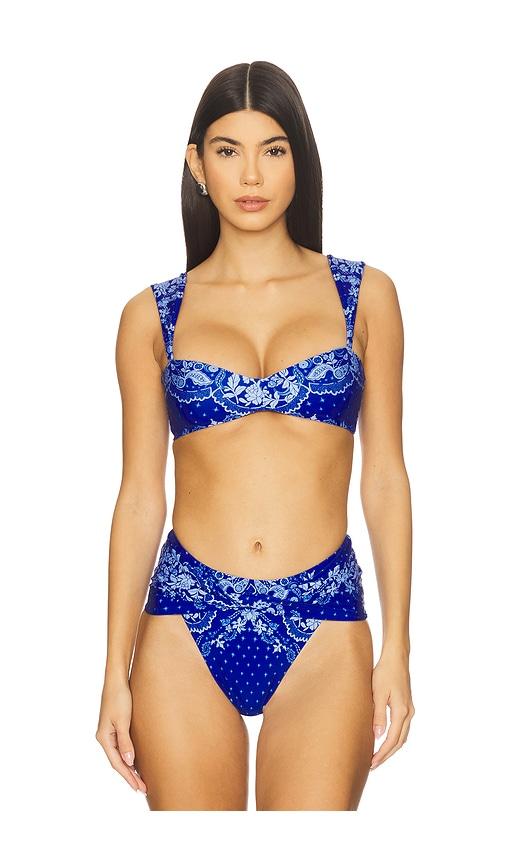 agua bendita x revolve malory bikini top in blue.