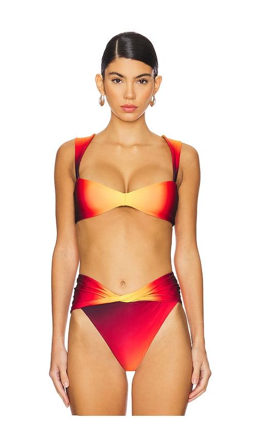 agua bendita x revolve malory bikini top in red.