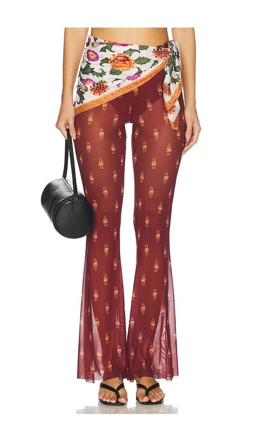 agua bendita x revolve monike + lexi pants and bandana in burgundy.