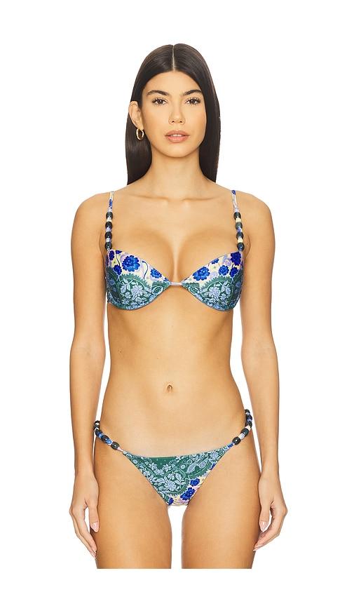 agua bendita x revolve sandri bikini top in blue.