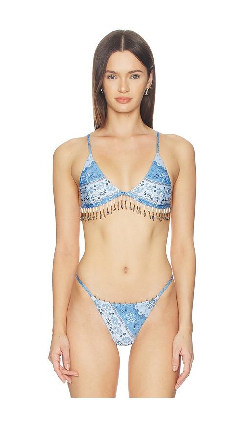 agua bendita x revolve shai bikini top in blue.