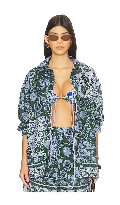 agua bendita x revolve swan shirt in blue.