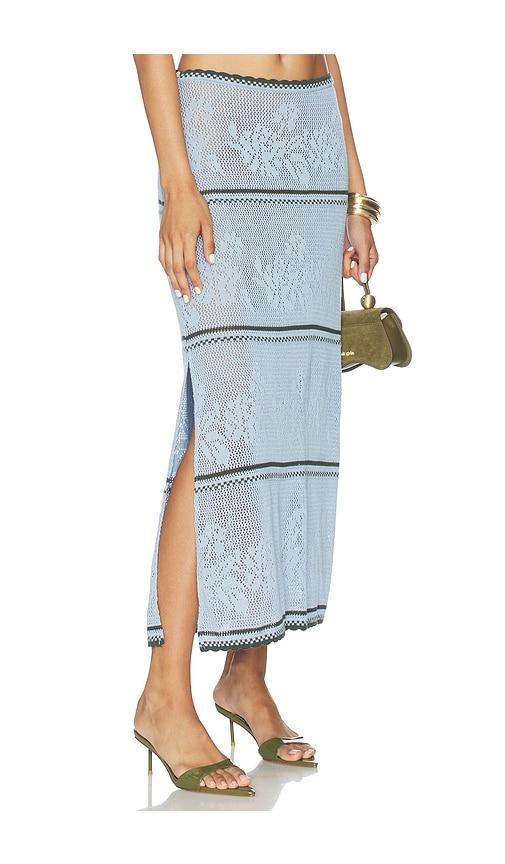 agua bendita x revolve tove skirt in blue.