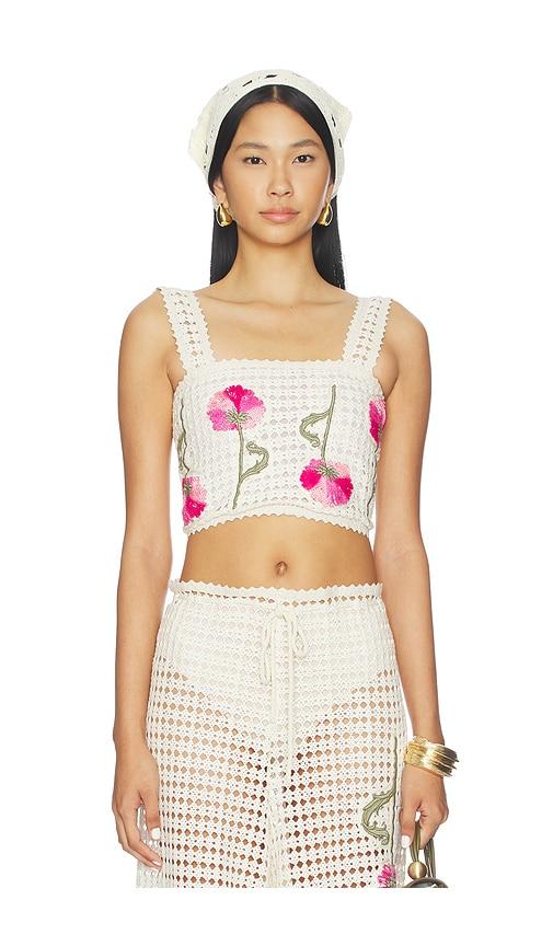 agua bendita x revolve vicky ventura top in cream.