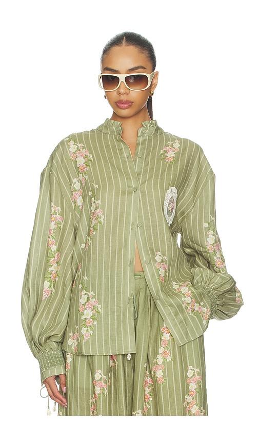 agua by agua bendita abadia button up shirt in green.
