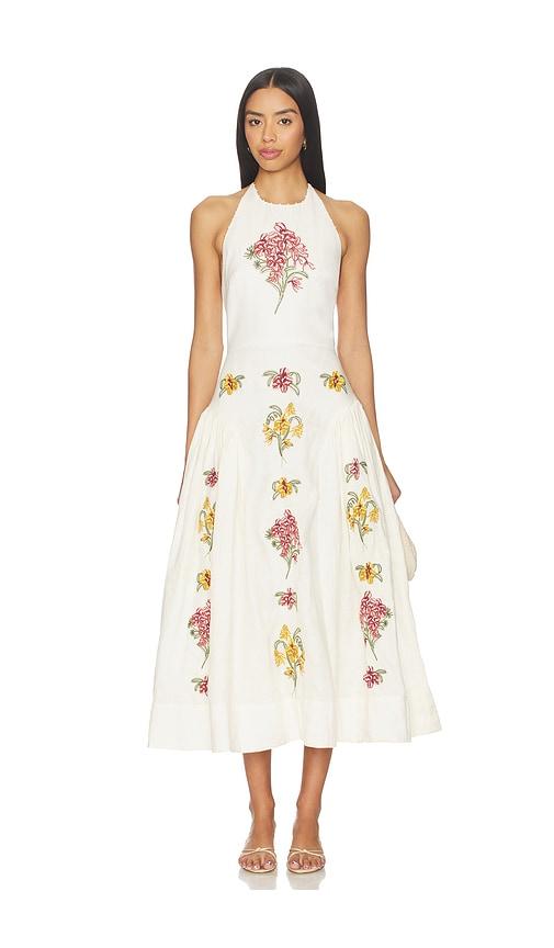 agua by agua bendita balsa midi dress in white.