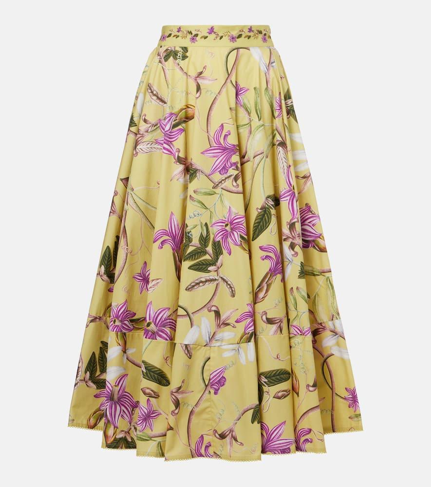 agua by agua bendita bergamota floral cotton maxi skirt