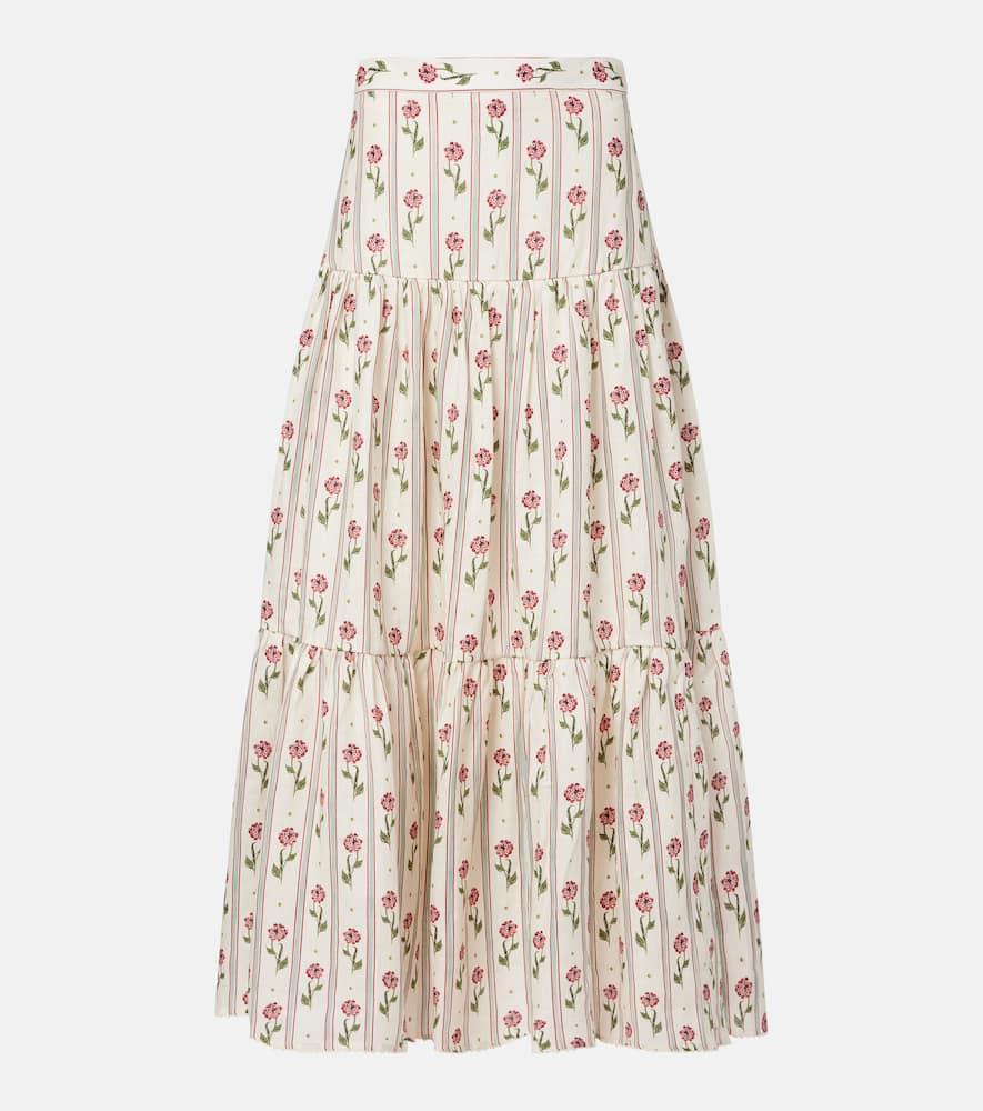 agua by agua bendita bergamota floral linen maxi skirt