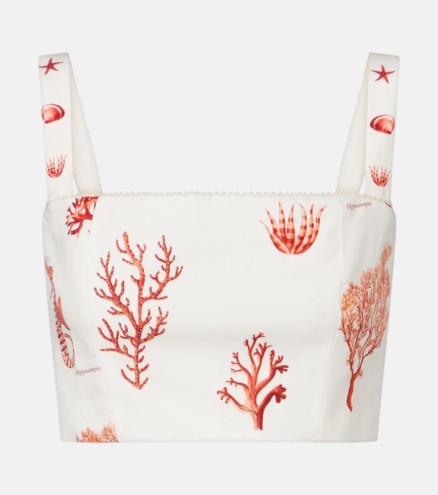 agua by agua bendita cacao printed cotton crop top