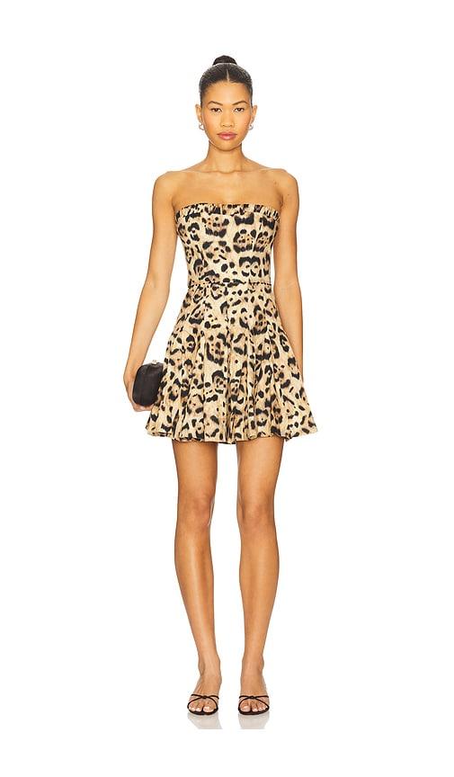 agua by agua bendita caudal jaguar dress in tan.