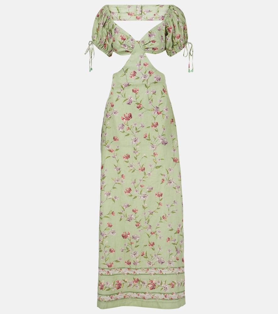 agua by agua bendita cielo honeysuckle floral linen maxi dress