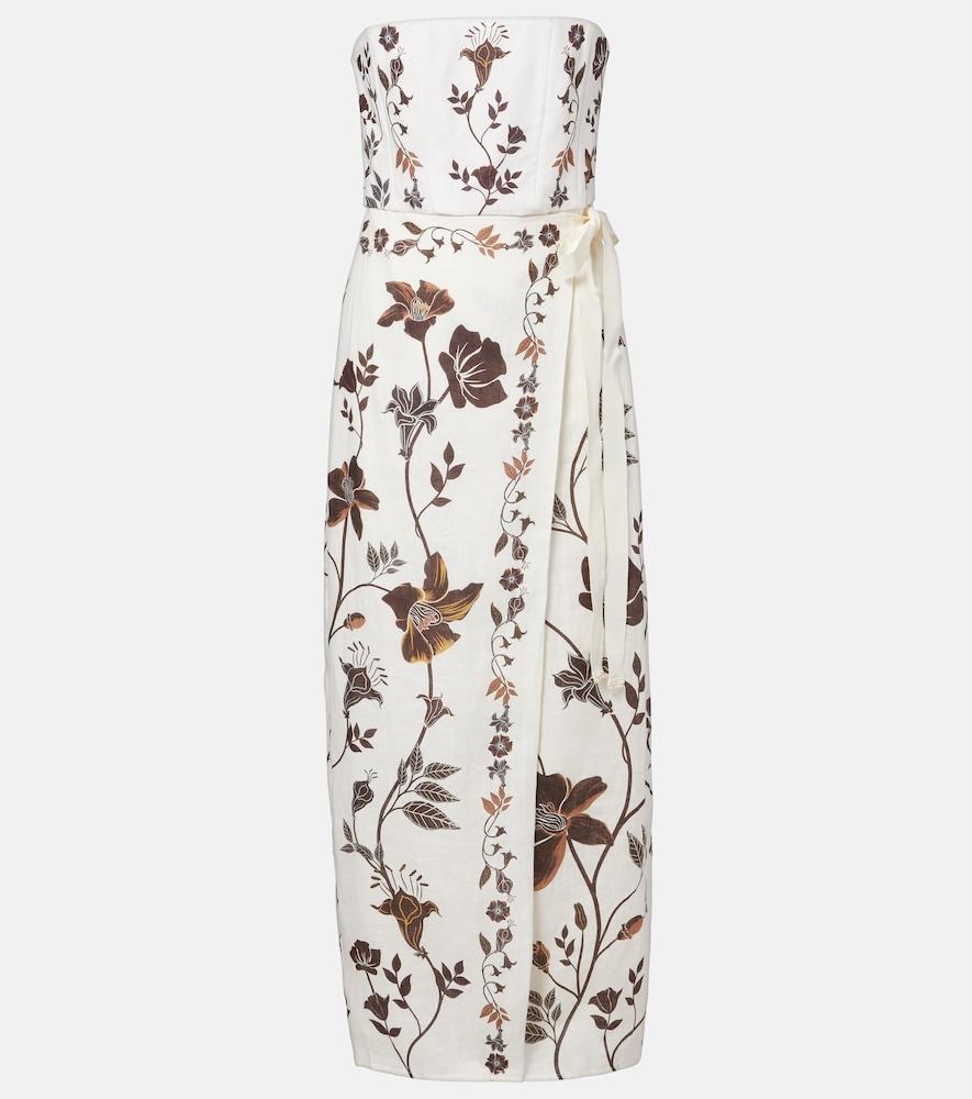 agua by agua bendita cinefila floral linen bustier dress