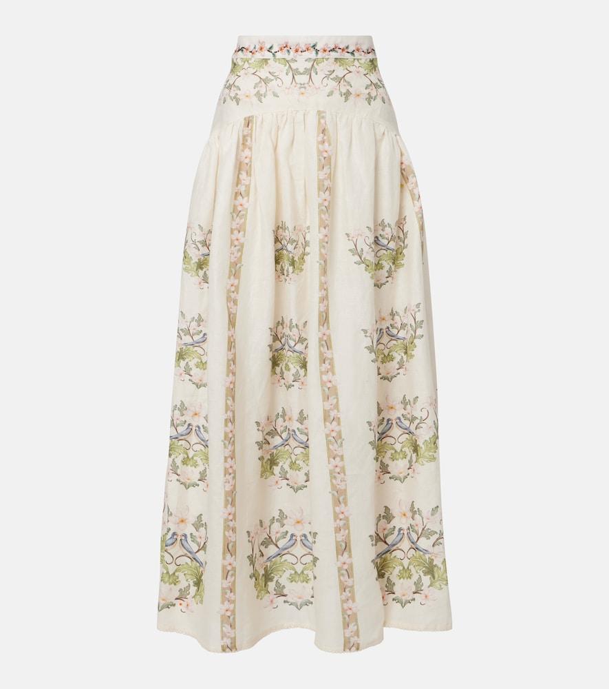 agua by agua bendita curua floral linen midi skirt