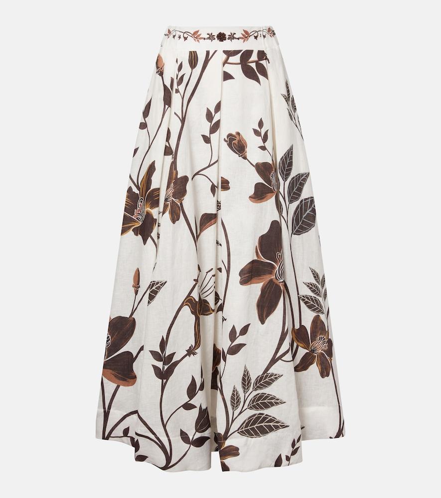 agua by agua bendita delta floral linen maxi skirt