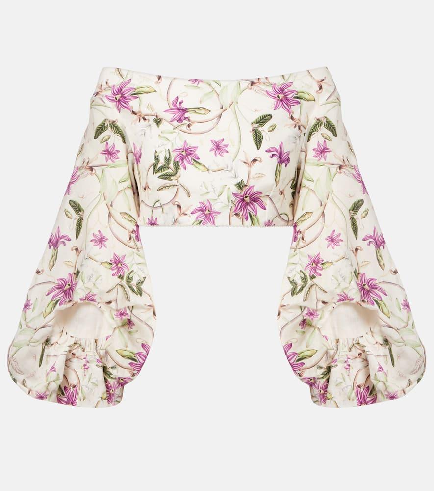 agua by agua bendita duria floral linen crop top