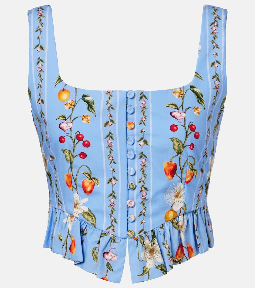agua by agua bendita eslabón printed cotton bustier top