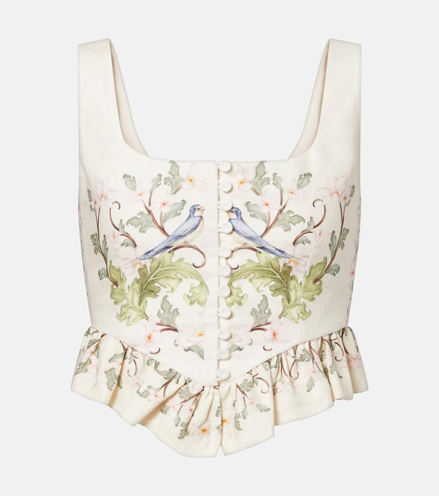 agua by agua bendita eslabón printed linen top