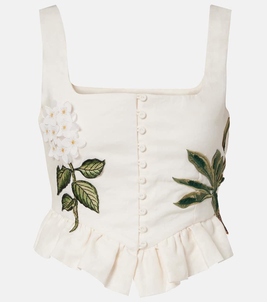 agua by agua bendita eslabón wild appliqué linen crop top