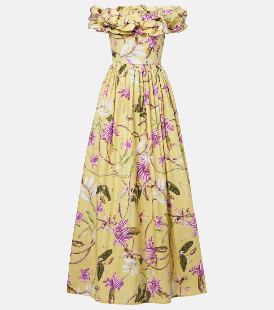 agua by agua bendita espliego floral cotton poplin maxi dress
