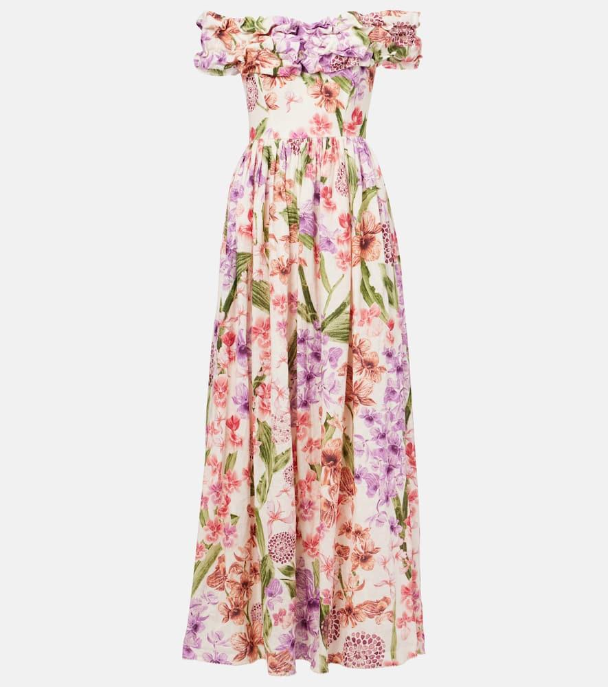 agua by agua bendita espliego floral linen maxi dress