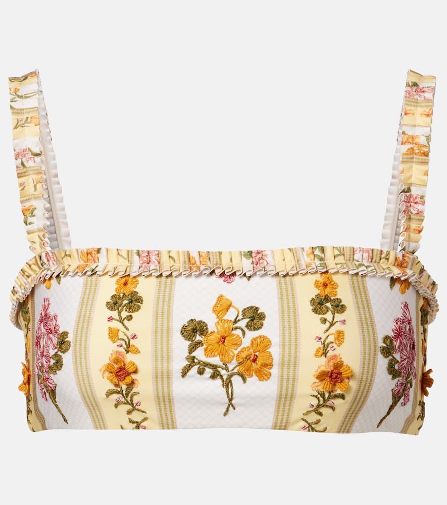 agua by agua bendita floral embroidered bikini top