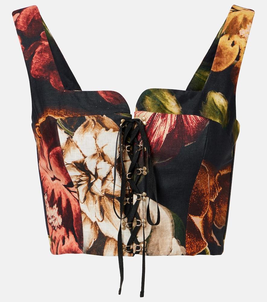 agua by agua bendita floral linen crop top