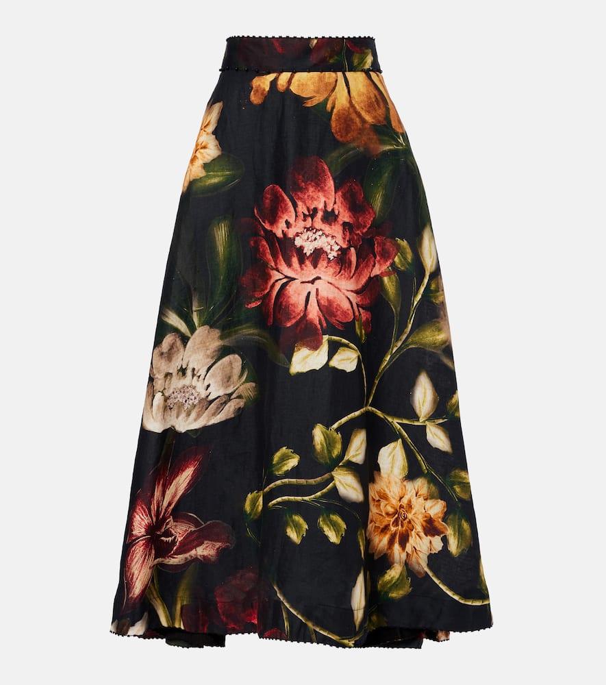 agua by agua bendita floral linen maxi skirt