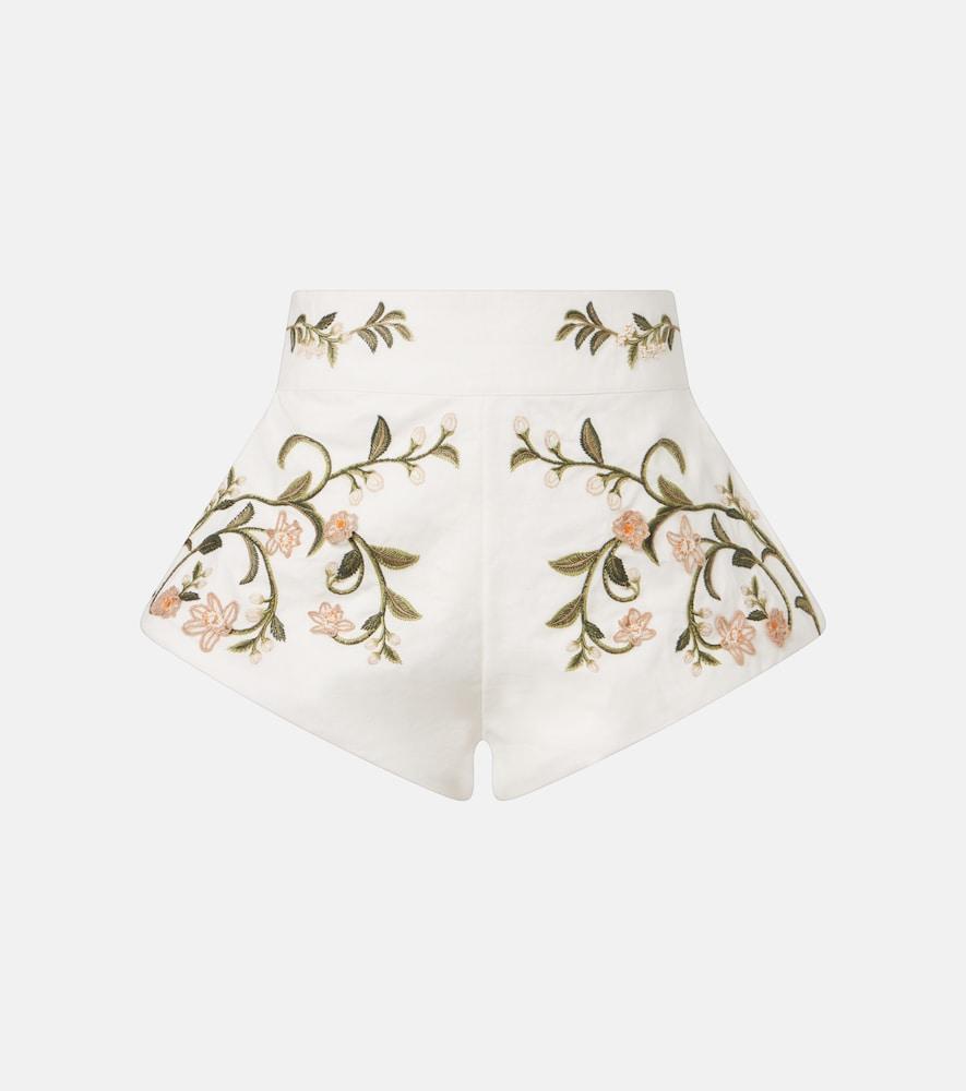 agua by agua bendita gatti embroidered linen shorts