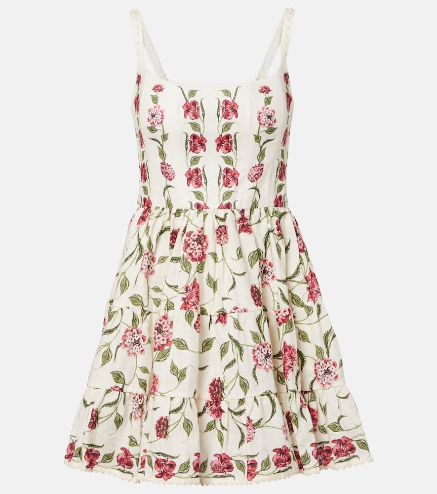 agua by agua bendita granadilla floral linen minidress